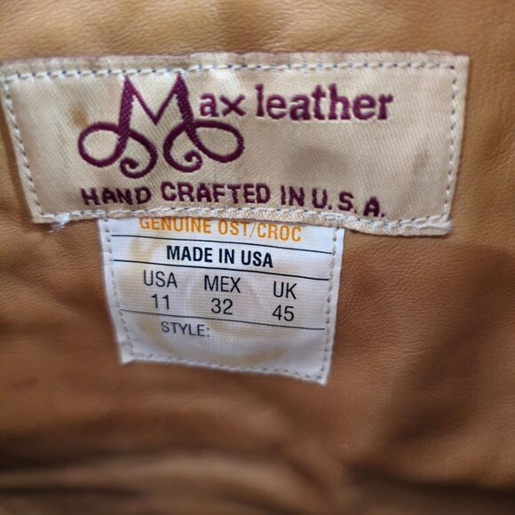 Max Leather Exotic Hornback Crocodile Cream Dress Boots Men 11 Handmade USA Shoe - Picture 6 of 16